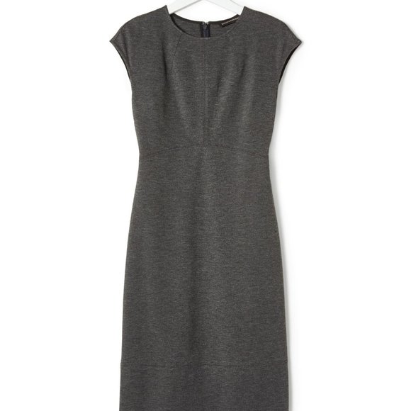 🔥 Banana Republic | Gray Ponte Knit Cap Sleeve Sheath Dress 10 - Picture 4 of 9